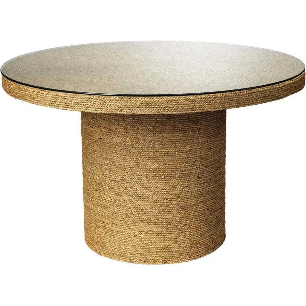 Natural Seagrass Harbor Round Bistro Table-Dining Tables-Jamie Young-LOOMLAN