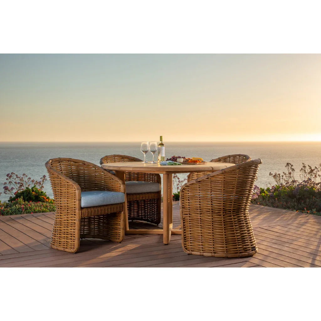 Natural Teak Round Outdoor Dining Table-Outdoor Dining Tables-Sunset West-LOOMLAN
