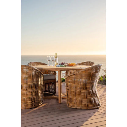 Natural Teak Round Outdoor Dining Table-Outdoor Dining Tables-Sunset West-LOOMLAN