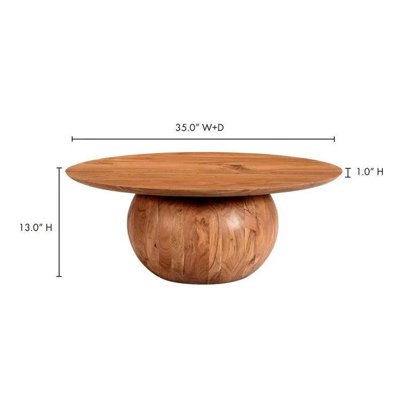 Natural Wood Round Coffee Table Bradbury - LOOMLAN - Moe's Home - Coffee Tables