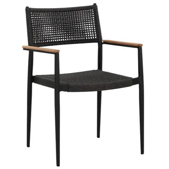 Nava Rope Stackable Outdoor Dining Armchair 2PC-Outdoor Dining Chairs-SUNPAN-Black-LOOMLAN