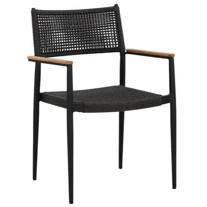 Nava Rope Stackable Outdoor Dining Armchair 2PC-Outdoor Dining Chairs-SUNPAN-Black-LOOMLAN