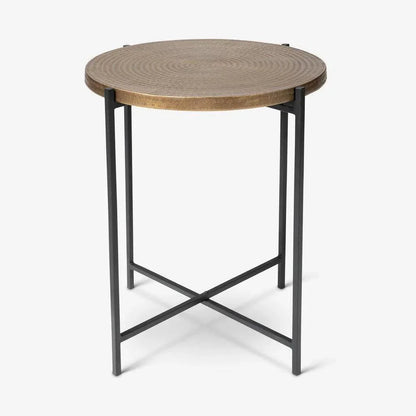 Navi Reclaimed Cast Aluminum Round End Table - LOOMLAN - Urbia - Side Tables