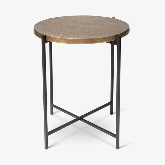 Navi Reclaimed Cast Aluminum Round End Table - LOOMLAN - Urbia - Side Tables
