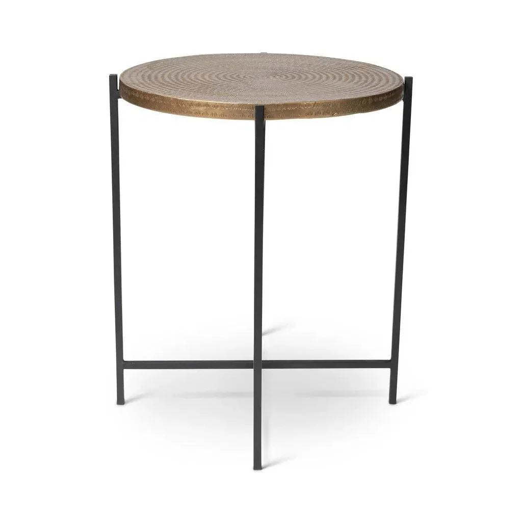 Navi Reclaimed Cast Aluminum Round End Table - LOOMLAN - Urbia - Side Tables