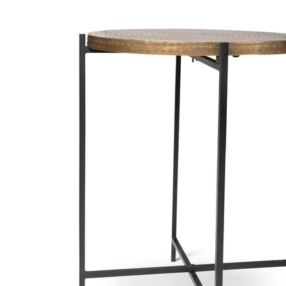 Navi Reclaimed Cast Aluminum Round End Table - LOOMLAN - Urbia - Side Tables