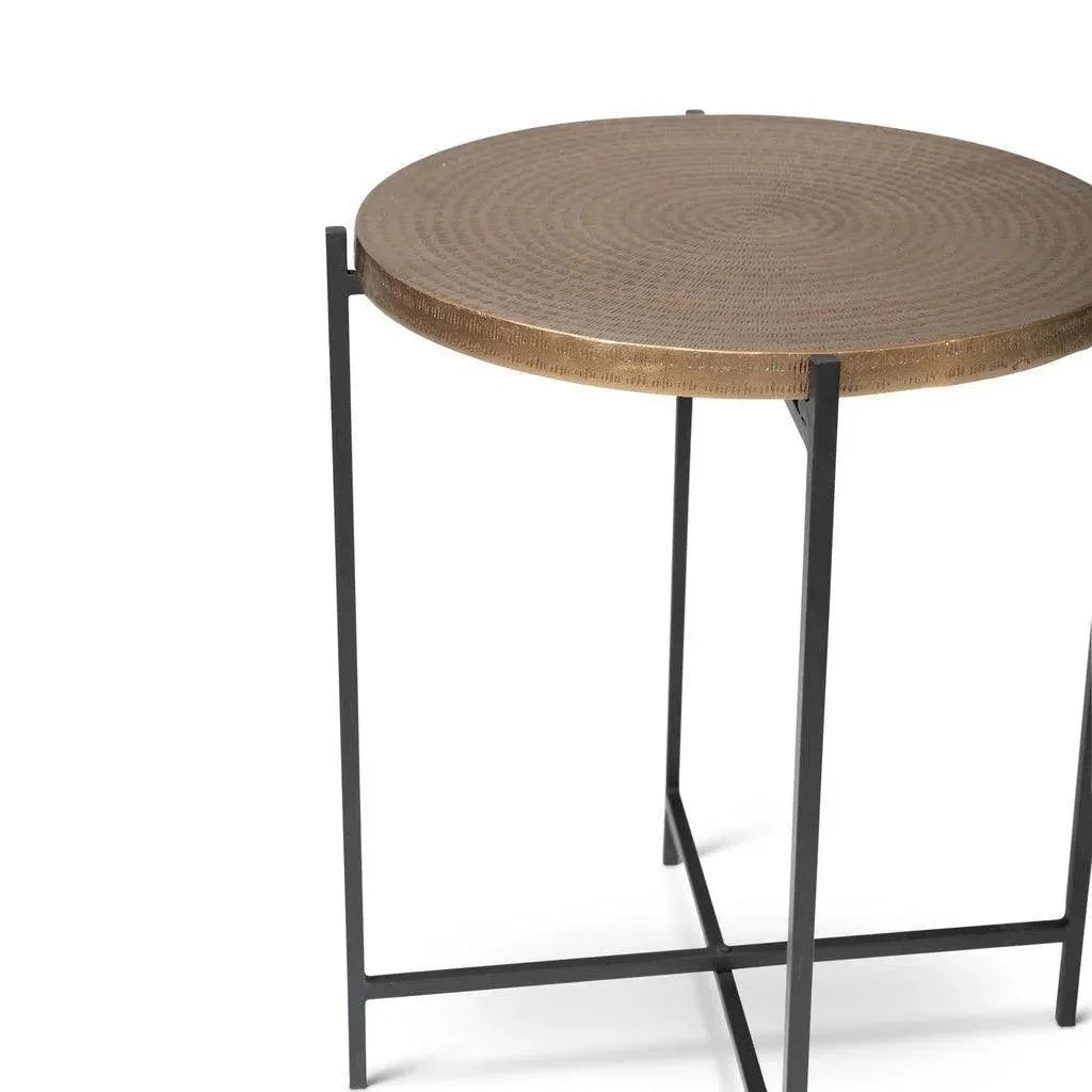Navi Reclaimed Cast Aluminum Round End Table - LOOMLAN - Urbia - Side Tables