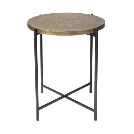Navi Reclaimed Cast Aluminum Round End Table - LOOMLAN - Urbia - Side Tables