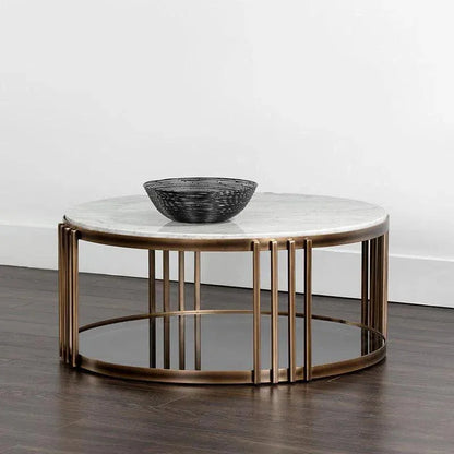 Naxos Coffee Table Marble Top & Glass Shelf - LOOMLAN - SUNPAN - Coffee Tables