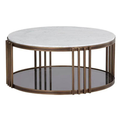 Naxos Coffee Table Marble Top & Glass Shelf - LOOMLAN - SUNPAN - Coffee Tables