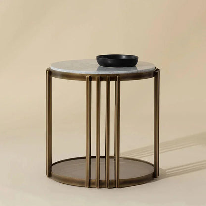 Naxos Side Table Marble & Glass In Bronze - LOOMLAN - SUNPAN - Side Tables