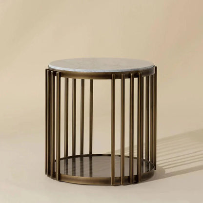 Naxos Side Table Marble & Glass In Bronze - LOOMLAN - SUNPAN - Side Tables