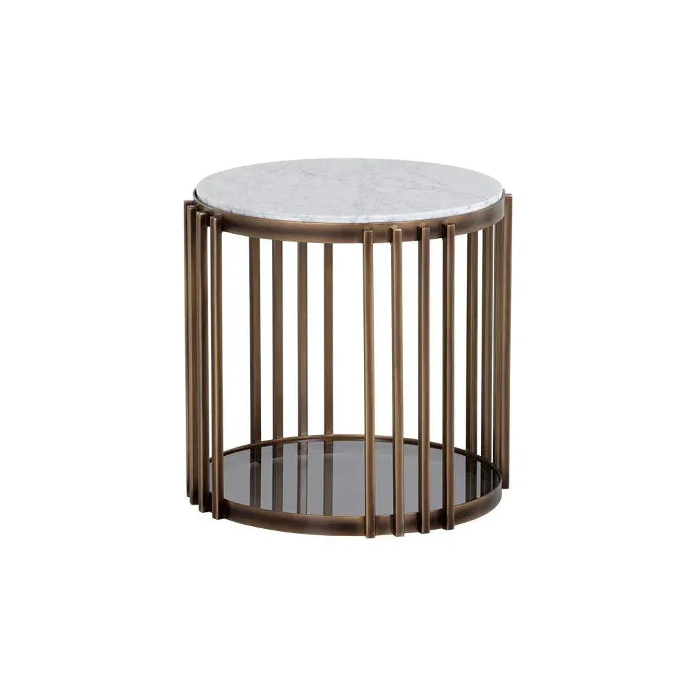 Naxos Side Table Marble & Glass In Bronze - LOOMLAN - SUNPAN - Side Tables