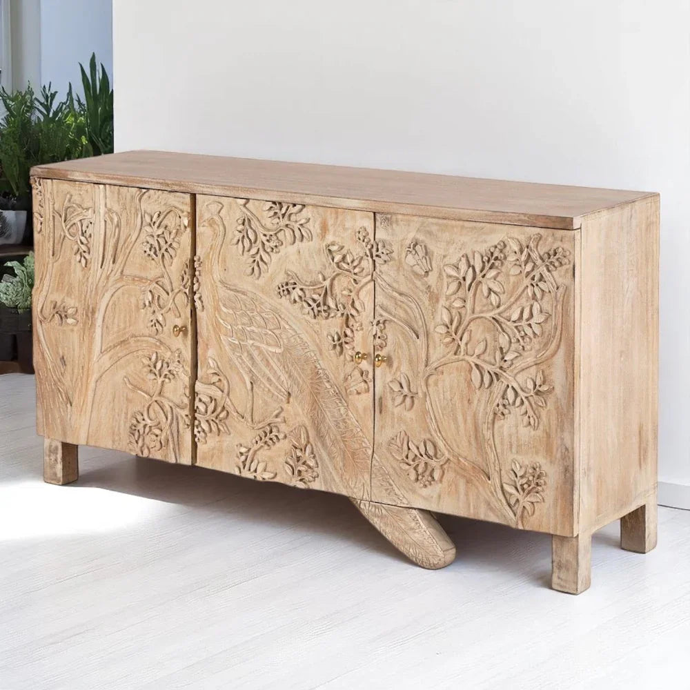 Mother Nature Sideboard Peacock Bird Front Doors - LOOMLAN - LOOMLAN - Sideboards
