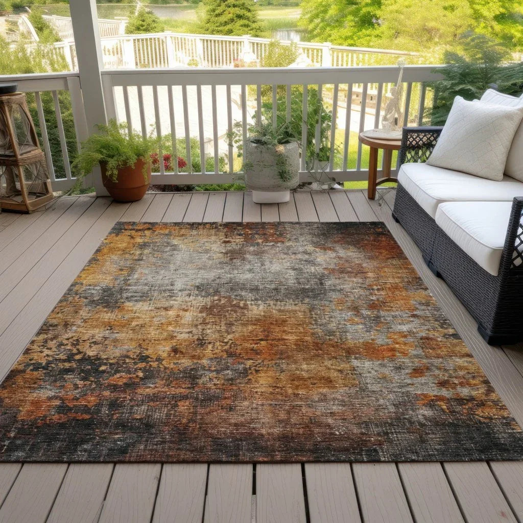 Nazeera Orange Washable Indoor - Outdoor Rug - LOOMLAN - LOOMLAN Rugs - Outdoor Rugs