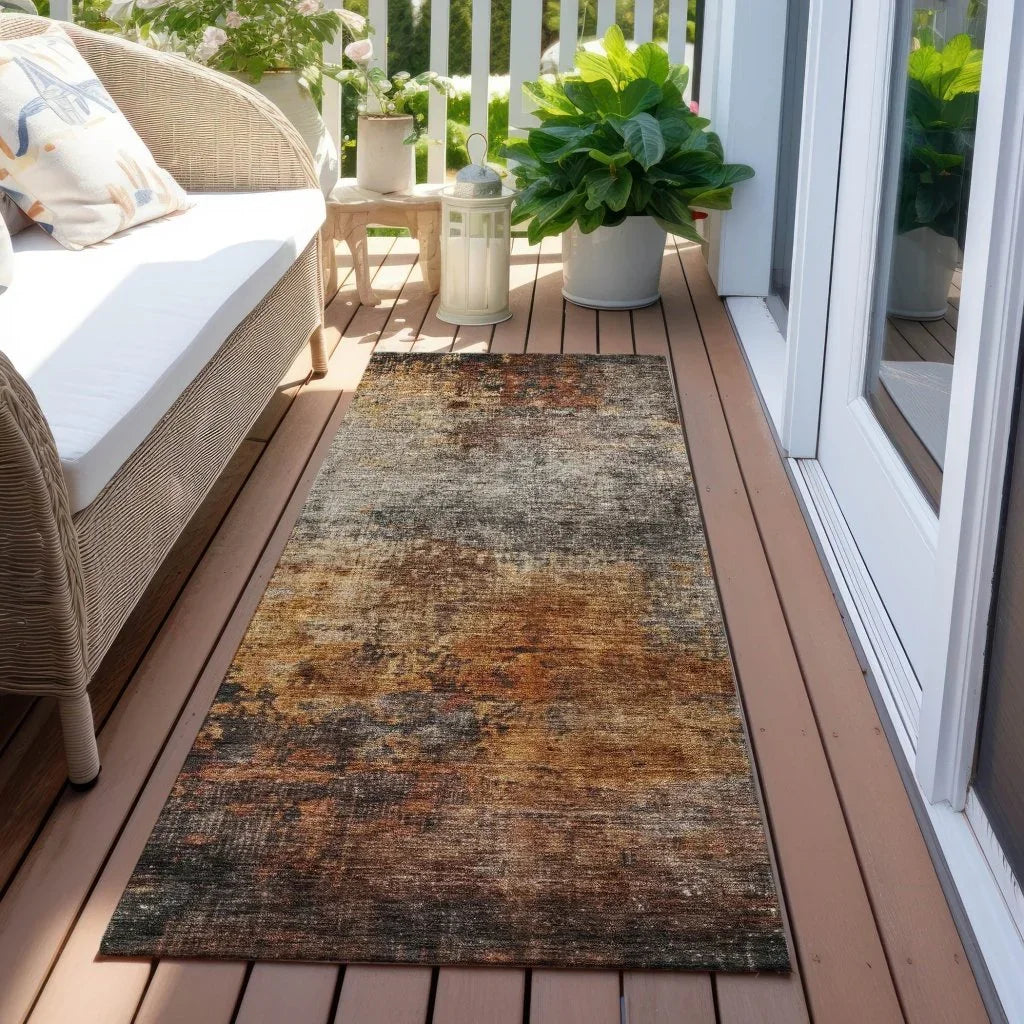Nazeera Orange Washable Indoor - Outdoor Rug - LOOMLAN - LOOMLAN Rugs - Outdoor Rugs