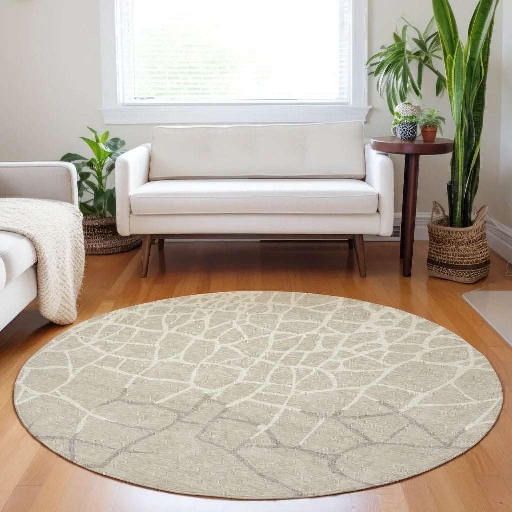 Nazira Beige Washable Indoor-Outdoor Rug-Outdoor Rugs-LOOMLAN Rugs-LOOMLAN