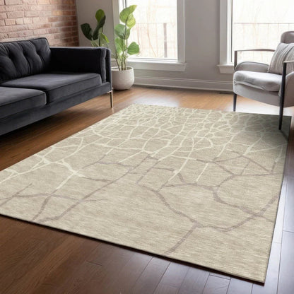 Nazira Beige Washable Indoor-Outdoor Rug-Outdoor Rugs-LOOMLAN Rugs-LOOMLAN