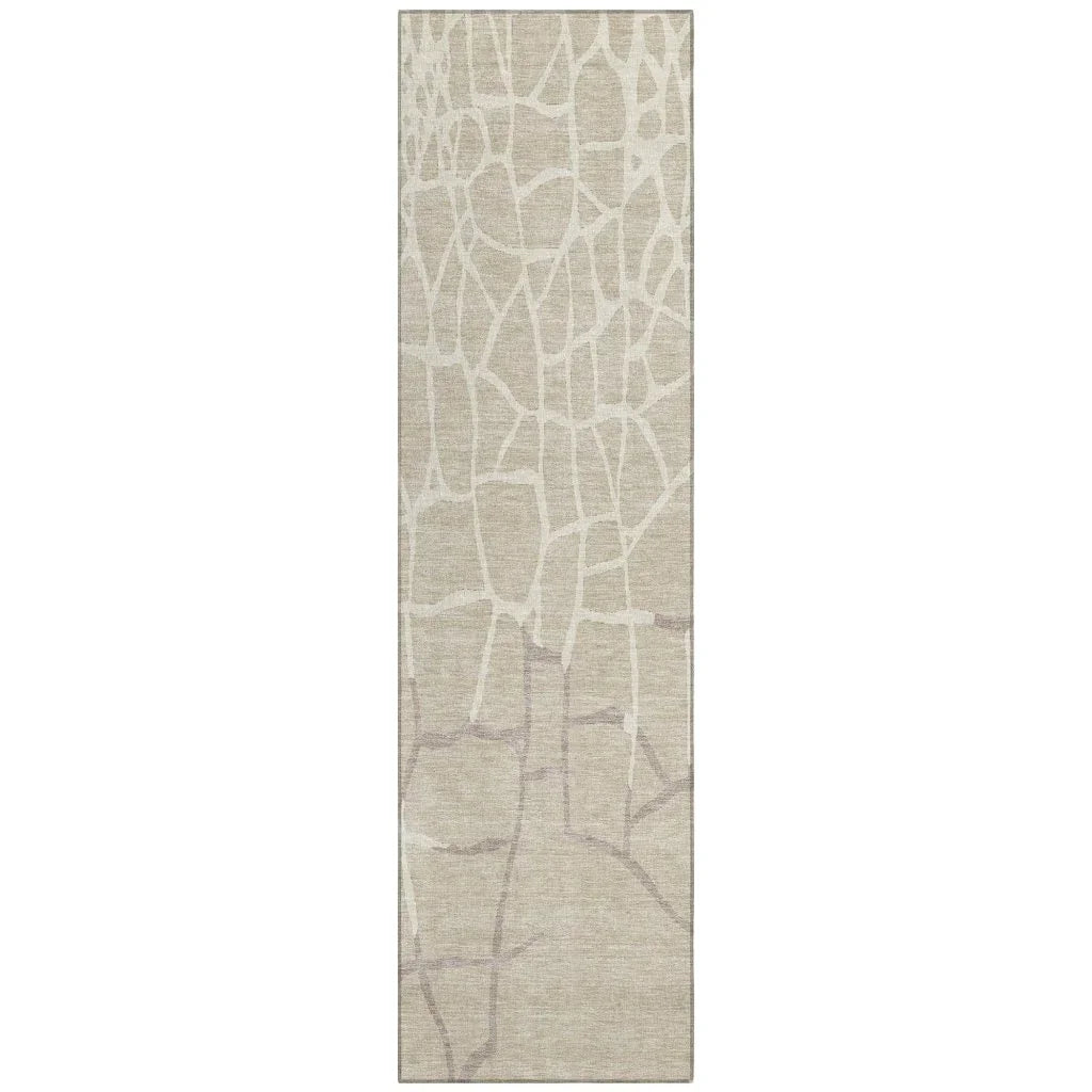 Nazira Beige Washable Indoor-Outdoor Rug-Outdoor Rugs-LOOMLAN Rugs-2'3" x 7'6"-LOOMLAN