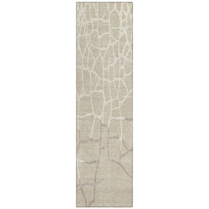 Nazira Beige Washable Indoor-Outdoor Rug-Outdoor Rugs-LOOMLAN Rugs-2'3" x 7'6"-LOOMLAN