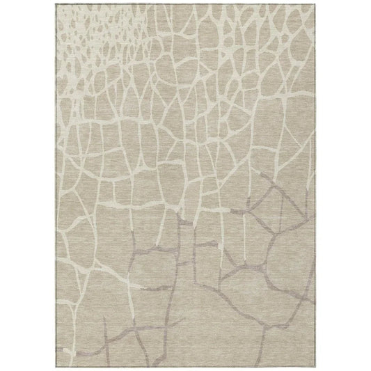 Nazira Beige Washable Indoor-Outdoor Rug-Outdoor Rugs-LOOMLAN Rugs-2'6" x 3'10"-LOOMLAN