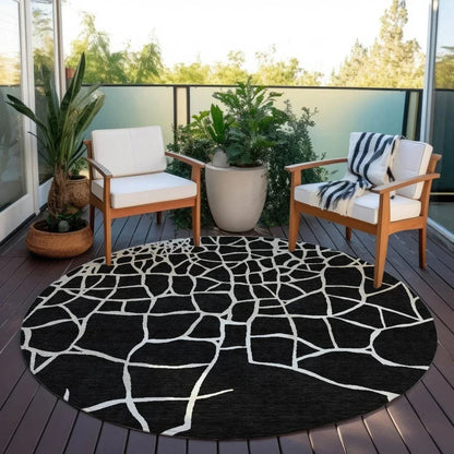 Nazira Black Washable Indoor-Outdoor Rug-Outdoor Rugs-LOOMLAN Rugs-LOOMLAN