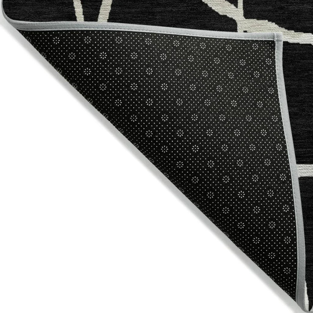 Nazira Black Washable Indoor-Outdoor Rug-Outdoor Rugs-LOOMLAN Rugs-LOOMLAN