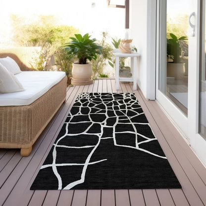 Nazira Black Washable Indoor-Outdoor Rug-Outdoor Rugs-LOOMLAN Rugs-LOOMLAN