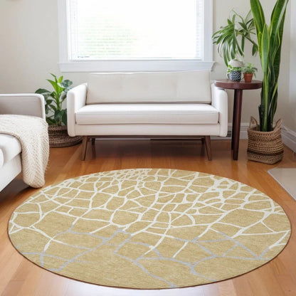 Nazira Gold Washable Indoor-Outdoor Rug-Outdoor Rugs-LOOMLAN Rugs-LOOMLAN