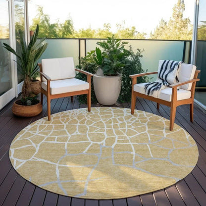 Nazira Gold Washable Indoor-Outdoor Rug-Outdoor Rugs-LOOMLAN Rugs-LOOMLAN