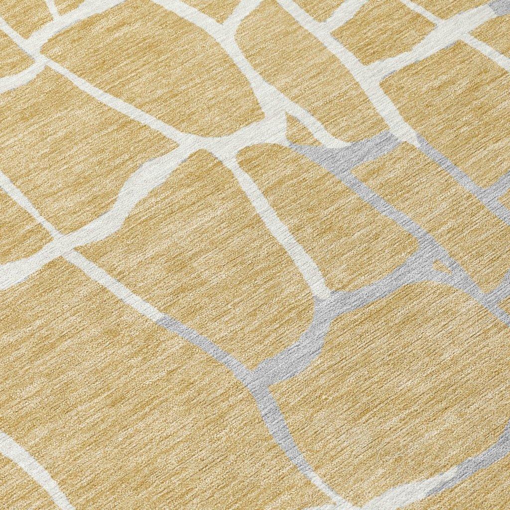 Nazira Gold Washable Indoor-Outdoor Rug-Outdoor Rugs-LOOMLAN Rugs-LOOMLAN