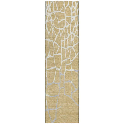 Nazira Gold Washable Indoor-Outdoor Rug-Outdoor Rugs-LOOMLAN Rugs-2'3" x 7'6"-LOOMLAN