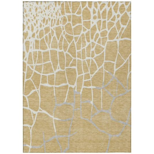 Nazira Gold Washable Indoor-Outdoor Rug-Outdoor Rugs-LOOMLAN Rugs-2'6" x 3'10"-LOOMLAN