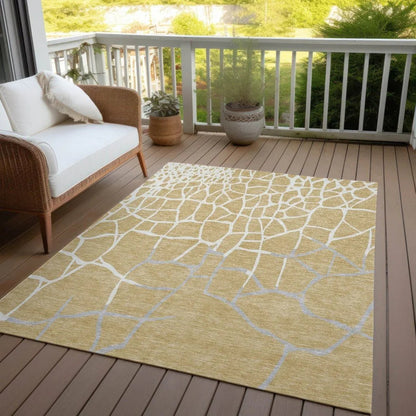 Nazira Gold Washable Indoor-Outdoor Rug-Outdoor Rugs-LOOMLAN Rugs-LOOMLAN