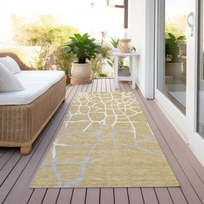 Nazira Gold Washable Indoor-Outdoor Rug-Outdoor Rugs-LOOMLAN Rugs-LOOMLAN
