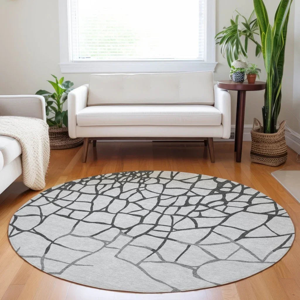 Nazira Gray Washable Indoor-Outdoor Rug-Outdoor Rugs-LOOMLAN Rugs-LOOMLAN