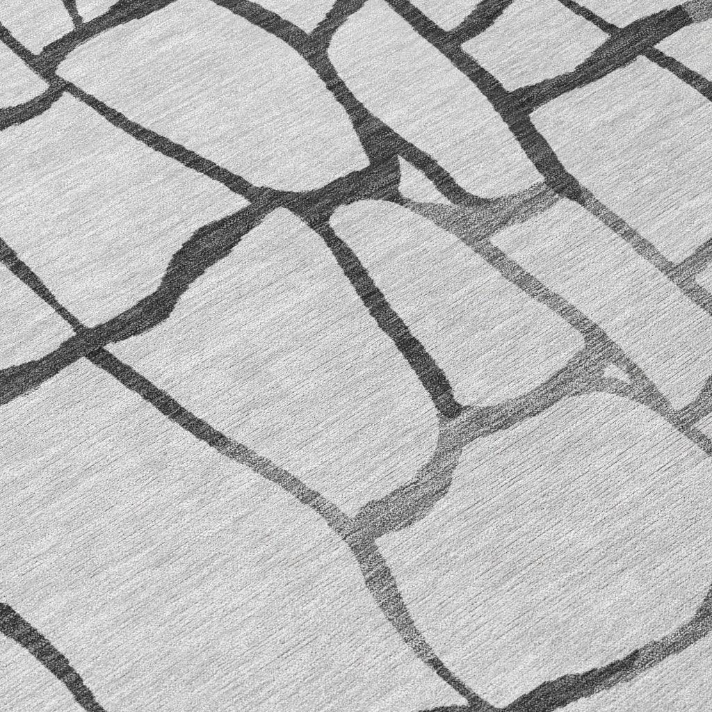 Nazira Gray Washable Indoor-Outdoor Rug-Outdoor Rugs-LOOMLAN Rugs-LOOMLAN