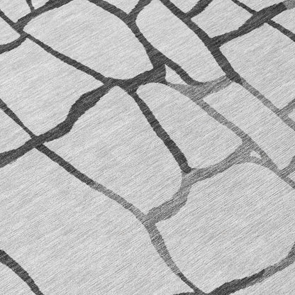 Nazira Gray Washable Indoor-Outdoor Rug-Outdoor Rugs-LOOMLAN Rugs-LOOMLAN