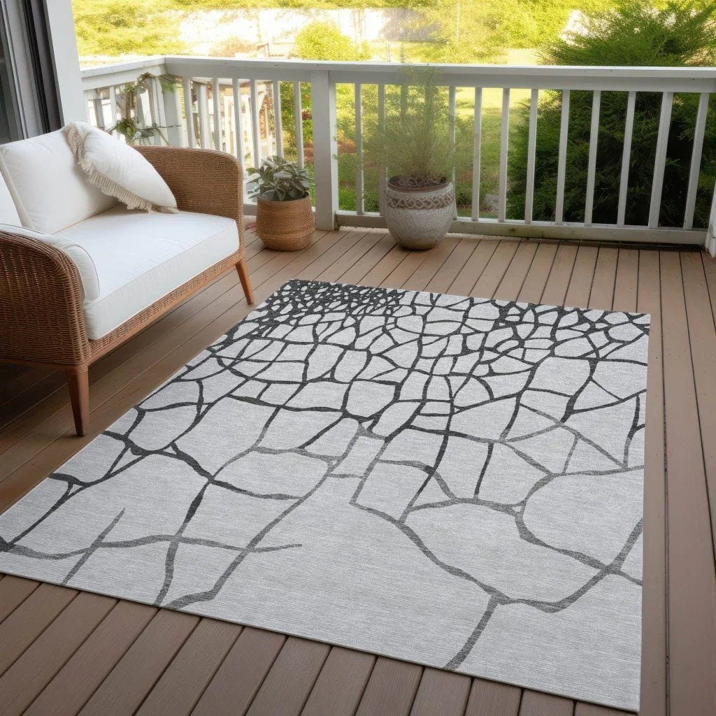 Nazira Gray Washable Indoor-Outdoor Rug-Outdoor Rugs-LOOMLAN Rugs-LOOMLAN