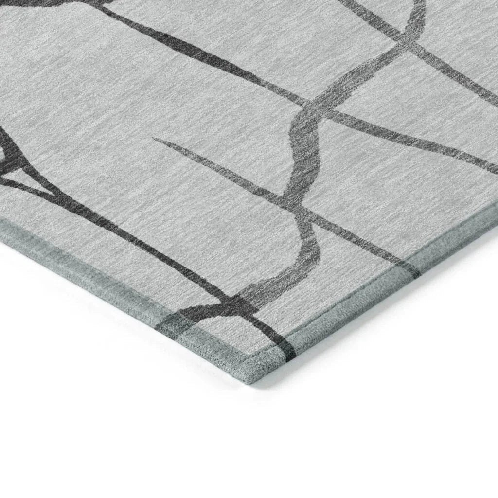 Nazira Gray Washable Indoor-Outdoor Rug-Outdoor Rugs-LOOMLAN Rugs-LOOMLAN