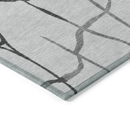 Nazira Gray Washable Indoor-Outdoor Rug-Outdoor Rugs-LOOMLAN Rugs-LOOMLAN