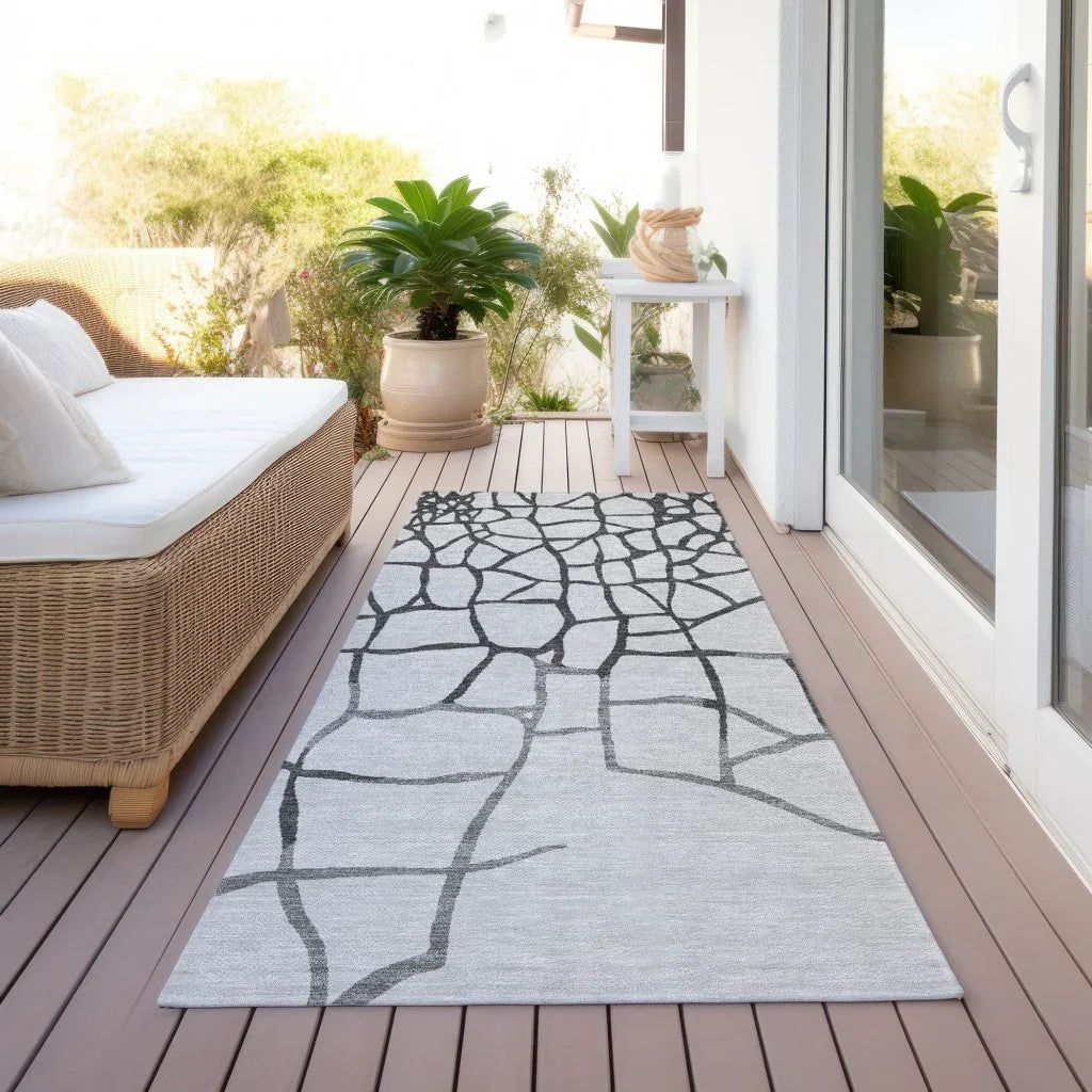 Nazira Gray Washable Indoor-Outdoor Rug-Outdoor Rugs-LOOMLAN Rugs-LOOMLAN