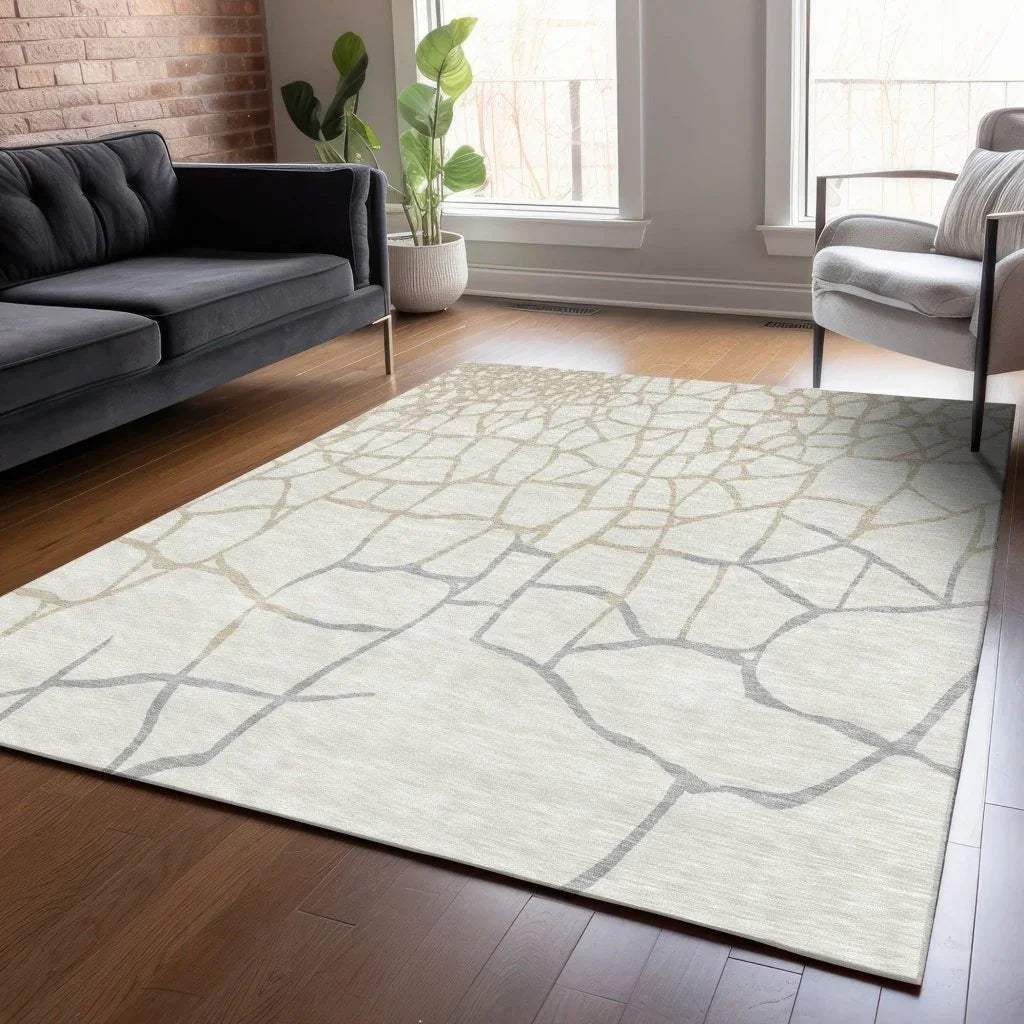 Nazira Ivory Washable Indoor-Outdoor Rug-Outdoor Rugs-LOOMLAN Rugs-LOOMLAN