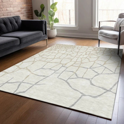 Nazira Ivory Washable Indoor-Outdoor Rug-Outdoor Rugs-LOOMLAN Rugs-LOOMLAN