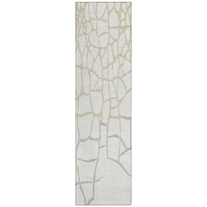 Nazira Ivory Washable Indoor-Outdoor Rug-Outdoor Rugs-LOOMLAN Rugs-2'3" x 7'6"-LOOMLAN