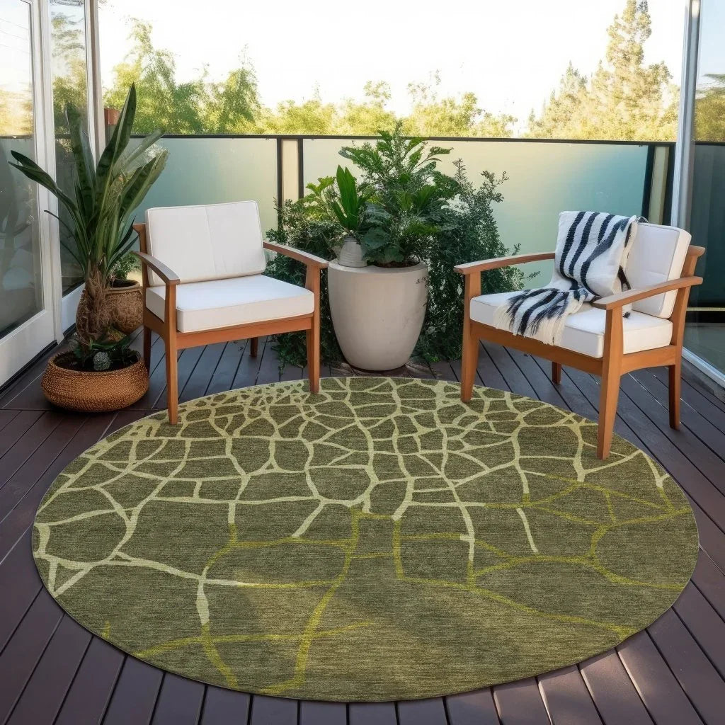 Nazira Olive Washable Indoor-Outdoor Rug-Outdoor Rugs-LOOMLAN Rugs-LOOMLAN