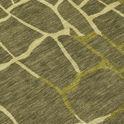 Nazira Olive Washable Indoor-Outdoor Rug-Outdoor Rugs-LOOMLAN Rugs-LOOMLAN