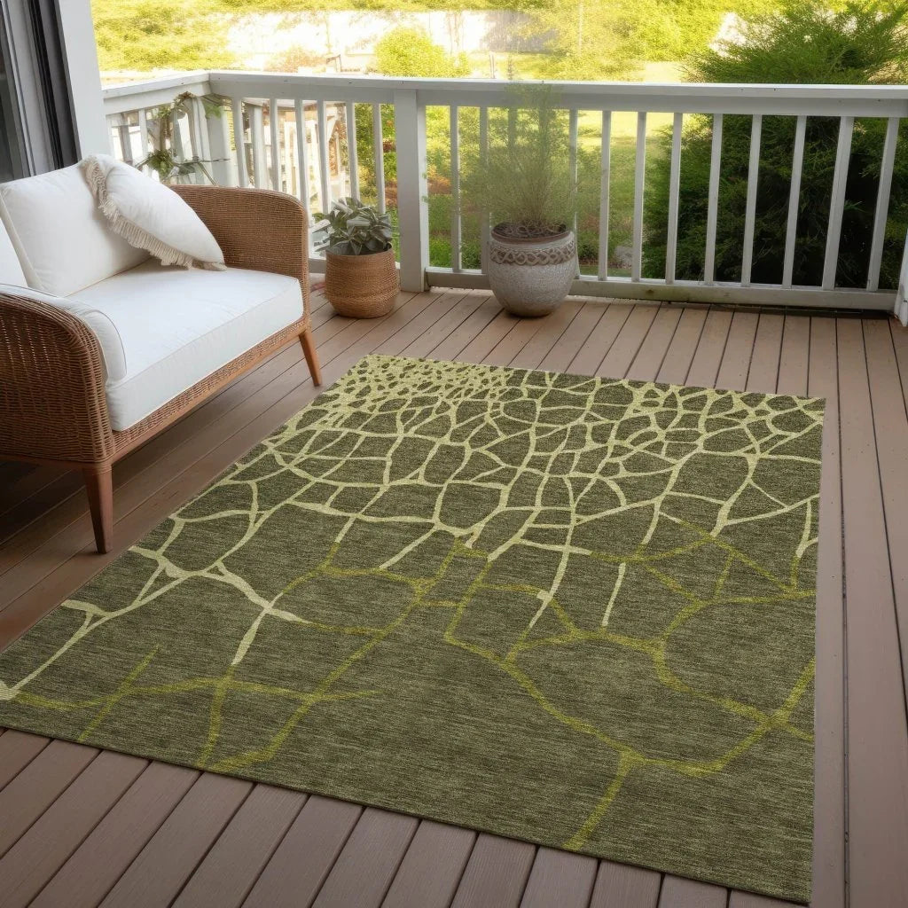 Nazira Olive Washable Indoor-Outdoor Rug-Outdoor Rugs-LOOMLAN Rugs-LOOMLAN