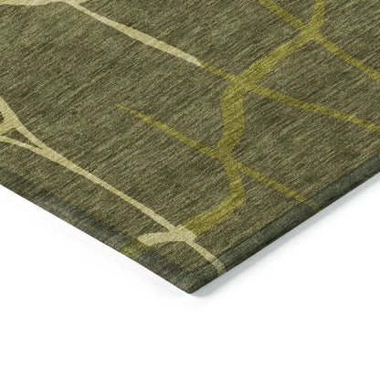 Nazira Olive Washable Indoor-Outdoor Rug-Outdoor Rugs-LOOMLAN Rugs-LOOMLAN