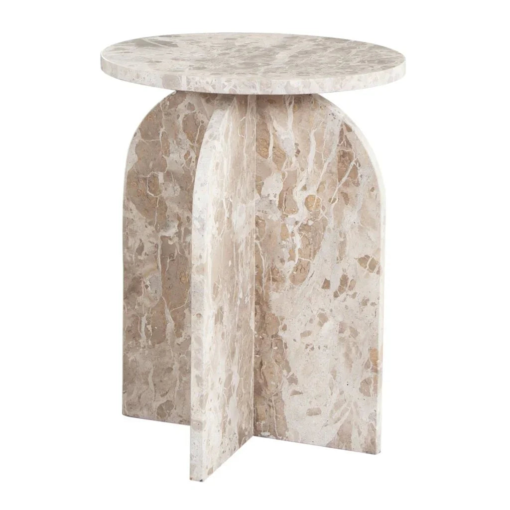Nebula Genuine Marble Round End Table - LOOMLAN - Diamond Sofa - Side Tables